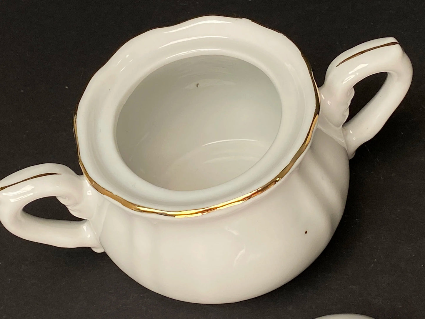 Classic Sugar Bowl with lid, Japanese Small pitcher, Made in Japan, Vintage porcelain White w/Gold Gilt
