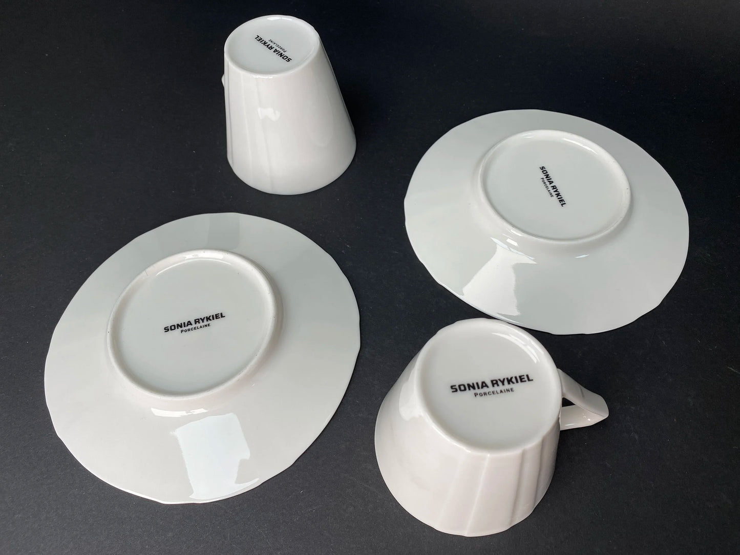 Pair Cups and Saucers, in gift Box, France Sonia Rykiel Demitasse, France Porcelain, Vintage Coffee set