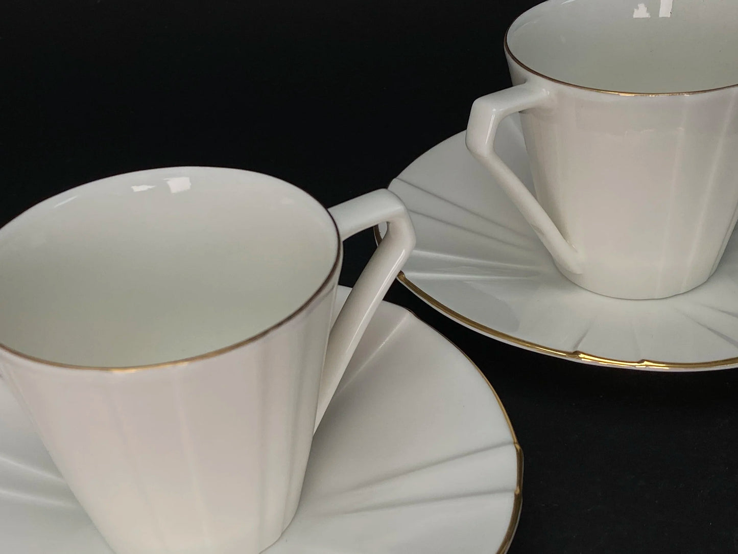 Pair Cups and Saucers, in gift Box, France Sonia Rykiel Demitasse, France Porcelain, Vintage Coffee set