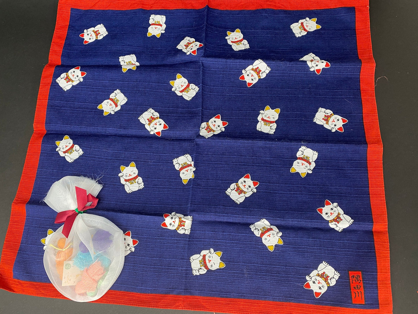 Fukusa Cotton Japanese Kerchief！Tea Ceremony Cloth High-Class, blue, purple, red fabric, Open Box Vtg 6options, rabbit, flower, cat