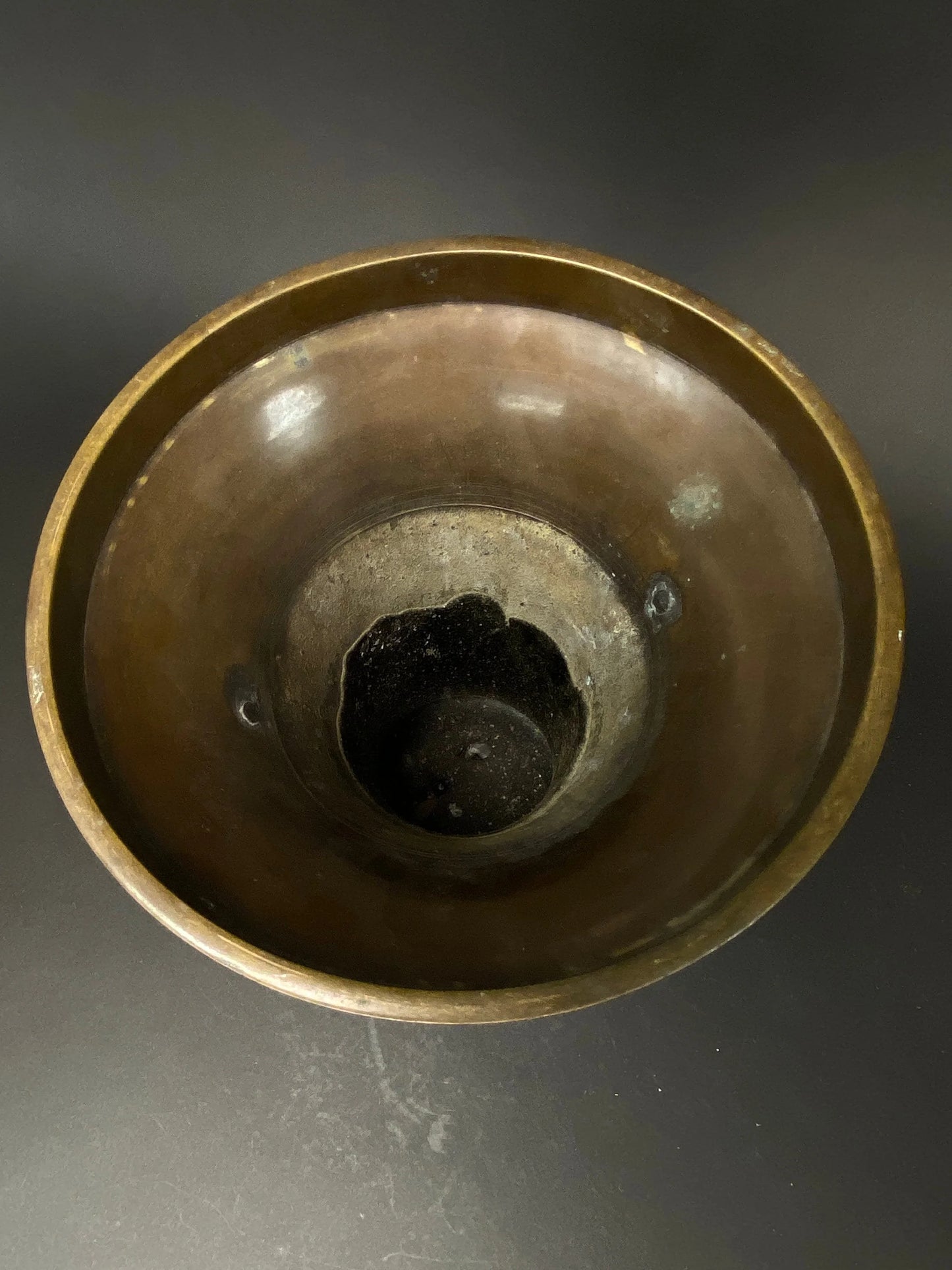 Shiun Ikebana Bronze Vase, Japanese Ikenobo Vase with engrave, Made in Japan, Usubata H9.5", purple cloud
