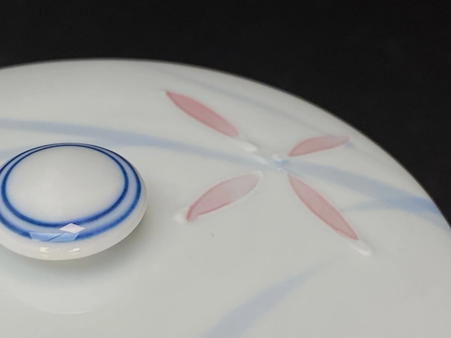 Handmade Custard Bowl High quality lidded Savory Egg bowl, Made in Japan, thin porcelain, White, Elegant Floral Pattern
