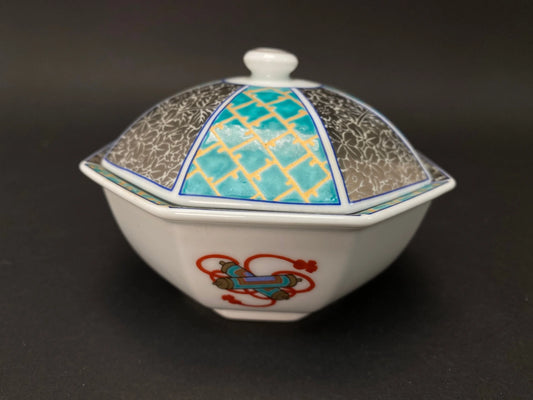 Japan Porcelain lidded Bowl, by Nishikishoume, Arita ware, 5.25" Big Bowl signed,Tableware
