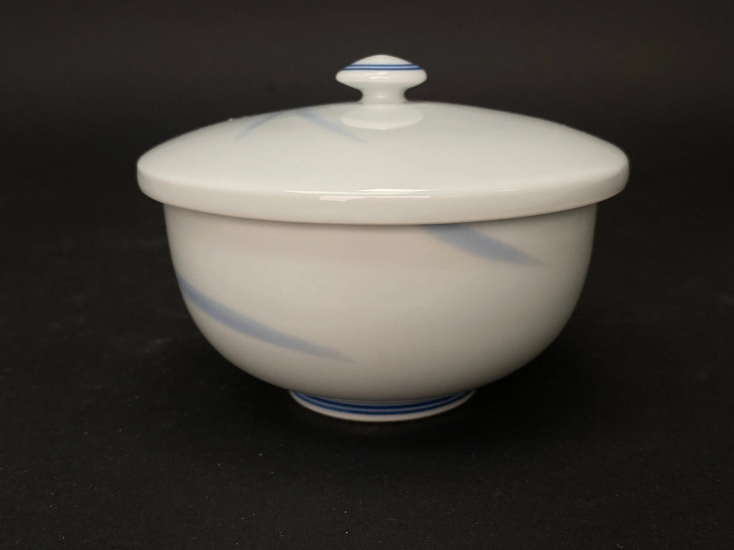Handmade Custard Bowl High quality lidded Savory Egg bowl, Made in Japan, thin porcelain, White, Elegant Floral Pattern
