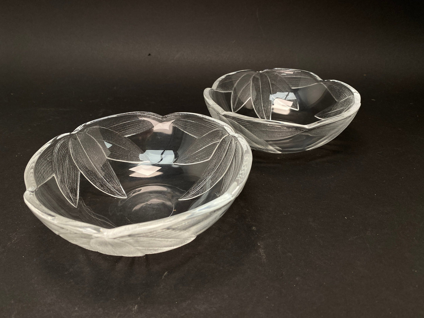 Japanese PAIR of Glass Bowls, dessert Bowls, Snack Bowls Unbox Dia 5.5", OPEN BOX, Made in Japan
