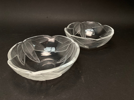 Japanese PAIR of Glass Bowls, dessert Bowls, Snack Bowls Unbox Dia 5.5", OPEN BOX, Made in Japan