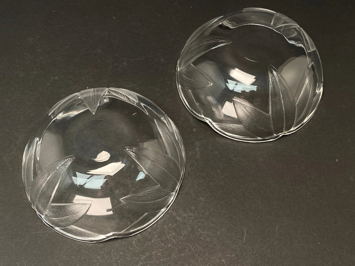 Japanese PAIR of Glass Bowls, dessert Bowls, Snack Bowls Unbox Dia 5.5", OPEN BOX, Made in Japan