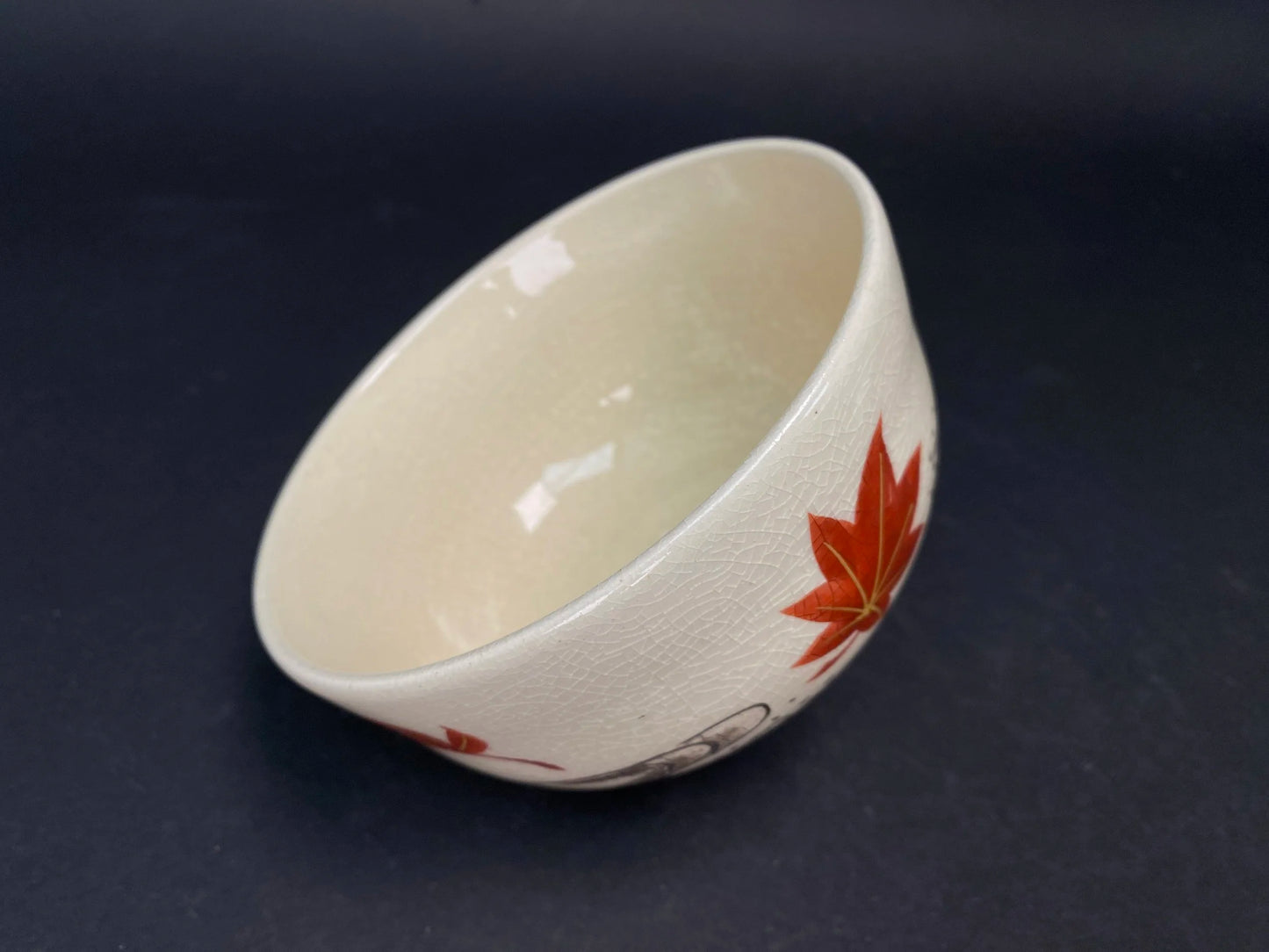 Kurita Yaki Matcha Bowl Maple Leaf Chawan
