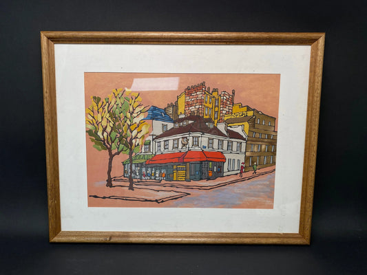 Hand Made Art Frame Printing！ Fabric Collage, Japanese Mixed Colorful Fabric Painting with Wooden Frame Vintage