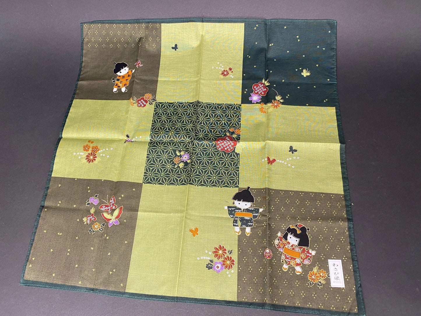 Fukusa Cotton Japanese square Kerchief, Japanese High-Class Cloth Kimono Fabric, Open Box