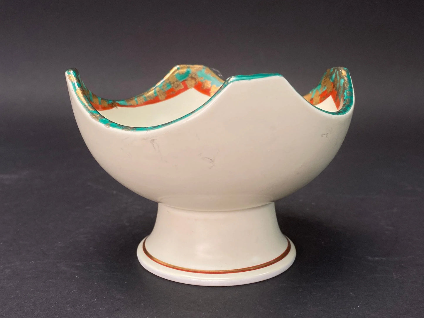 Japanese ceramic Goblet Wine Cup, by Otoemon, White Standing Bowl, Art Pottery, Drink ware,Japanese Vintage