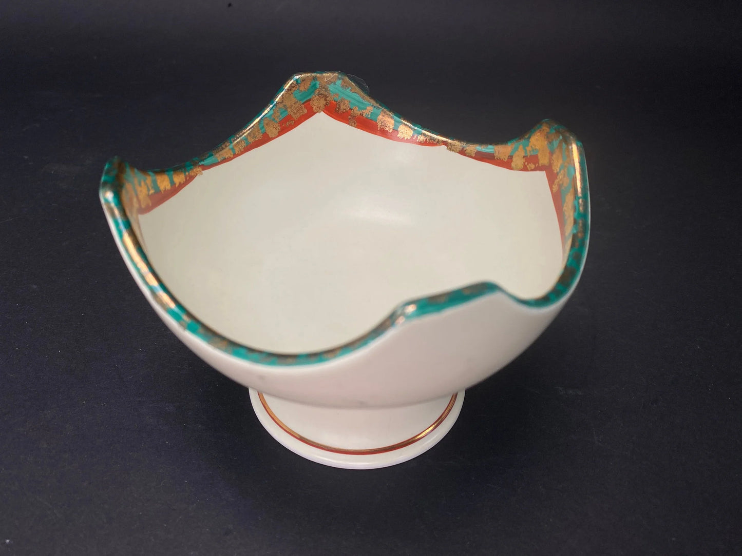 Japanese ceramic Goblet Wine Cup, by Otoemon, White Standing Bowl, Art Pottery, Drink ware,Japanese Vintage
