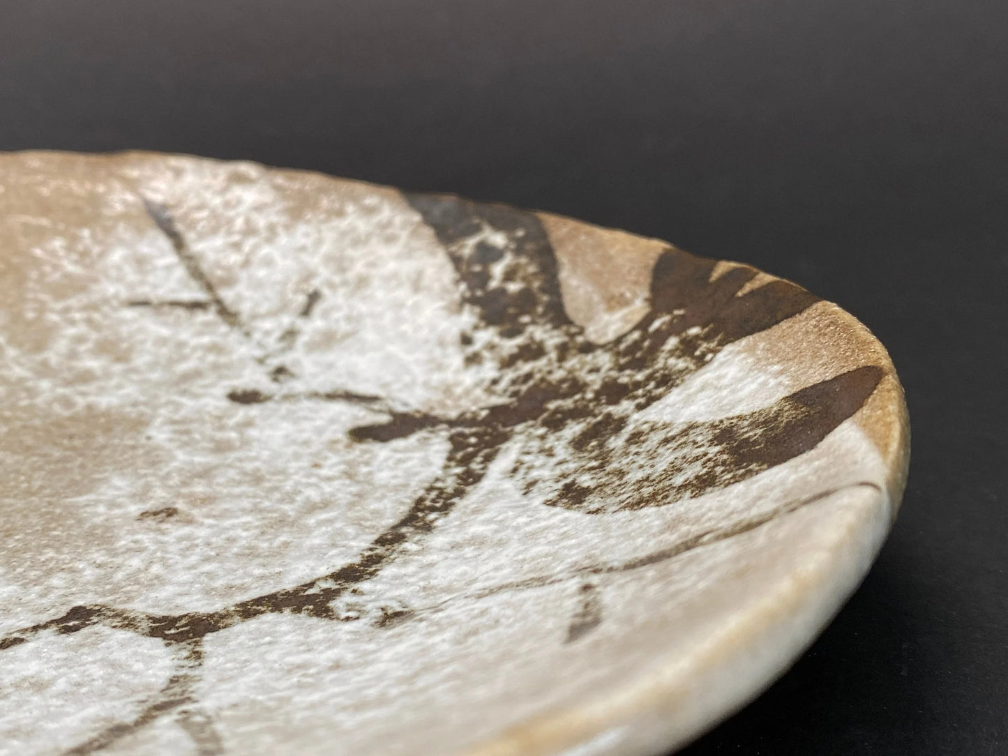 Japanese Art Dish signed, Buemon Big Plate Trinket 7.5” , tree pattern design, OPEN BOX