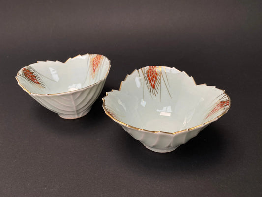 PAIR New Japanese light Blue Leaf Bowls, Assorted dipping bowl, Salad and Dessert,Japan Vintage