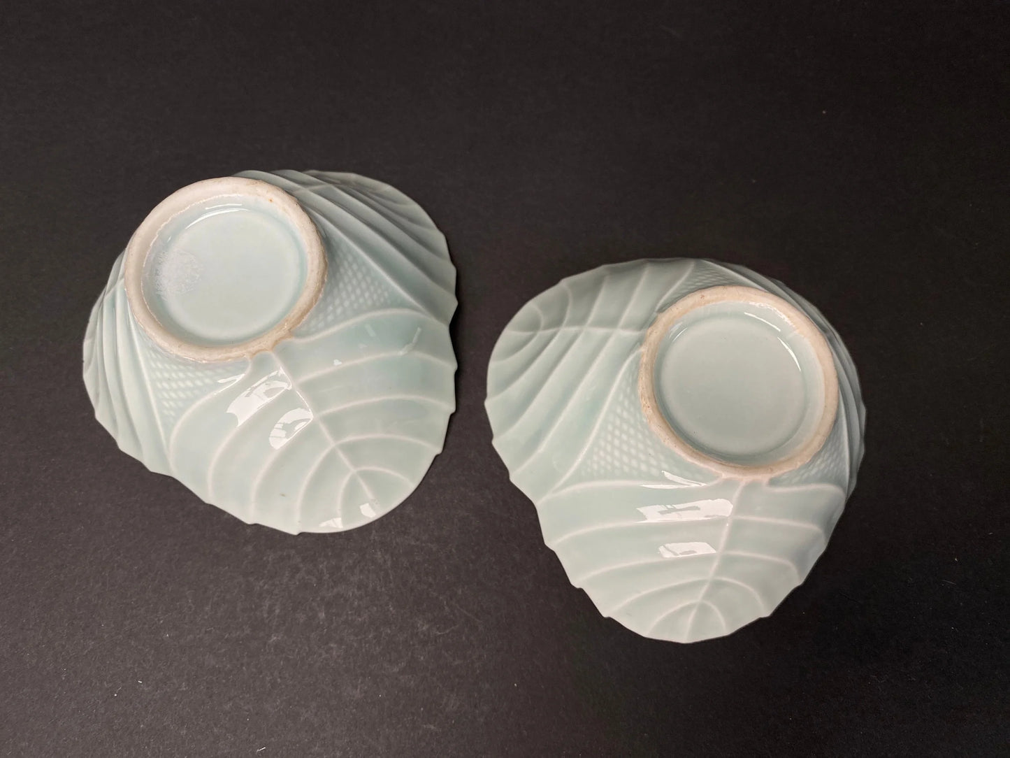 PAIR New Japanese light Blue Leaf Bowls, Assorted dipping bowl, Salad and Dessert,Japan Vintage