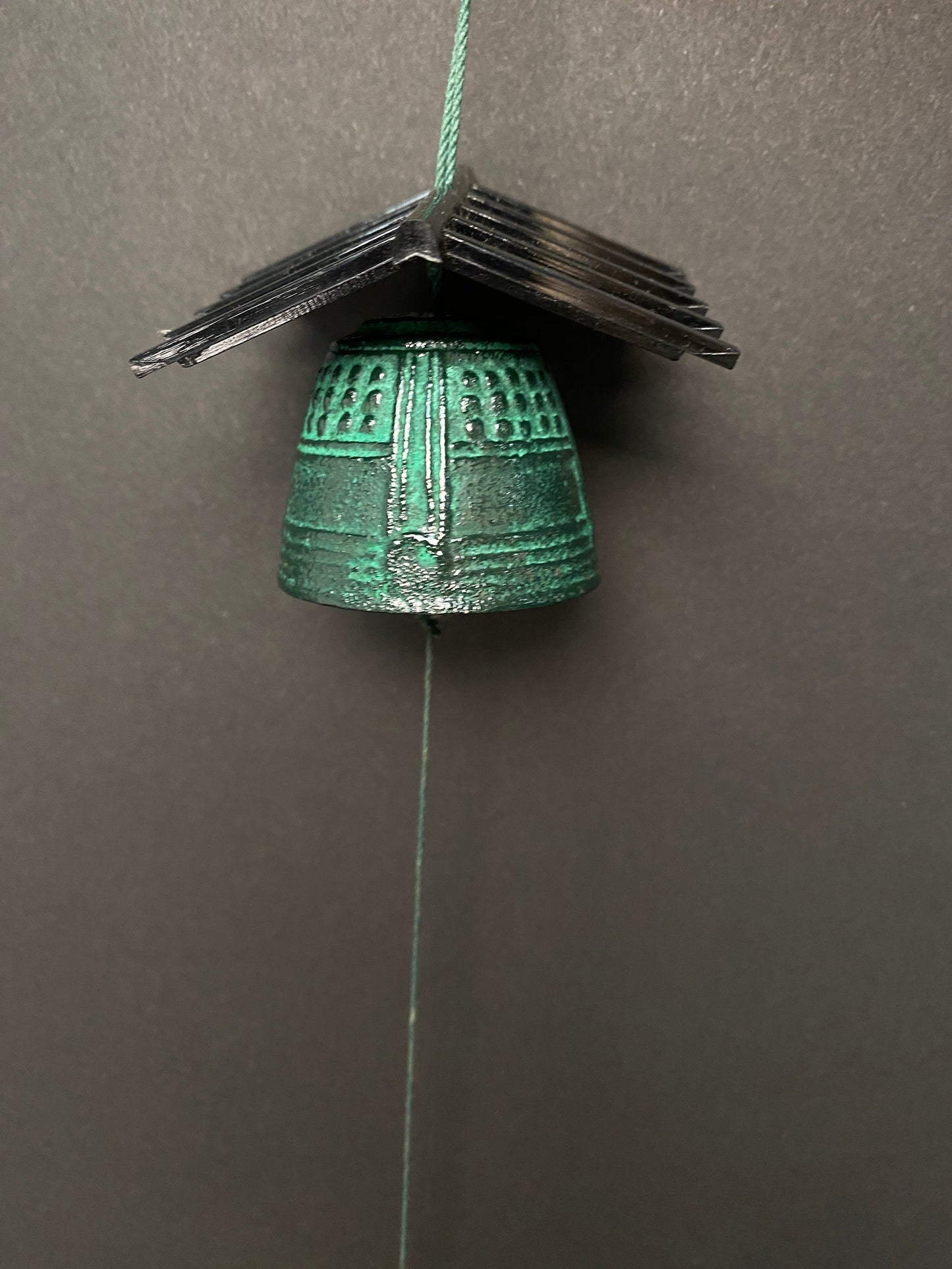 Japan Iron hanging Wind Chime Bell, Zen Furin Bell chime with Paper Tag, Garden Decor, Outdoor Japanese Bell, Meditation Sound, VTG