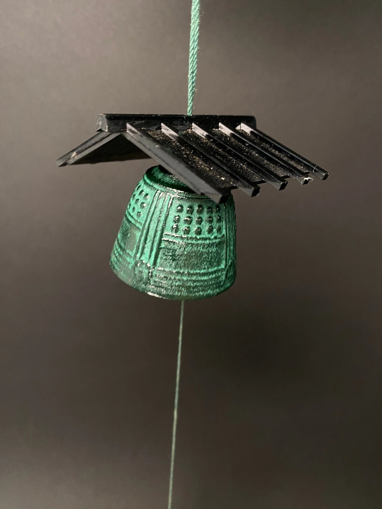 Japan Iron hanging Wind Chime Bell, Zen Furin Bell chime with Paper Tag, Garden Decor, Outdoor Japanese Bell, Meditation Sound, VTG