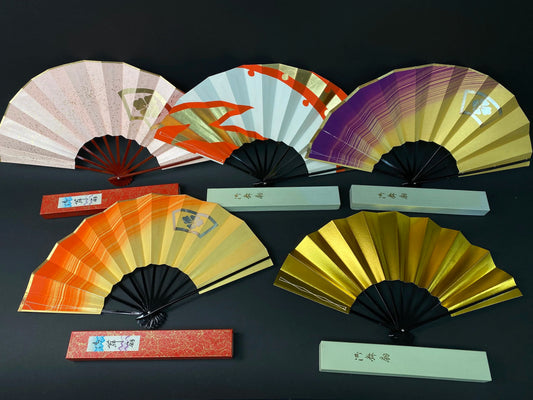 Japanese Lacquer Folding Fan: Traditional Sensu Dance Ougi, Mai Ogi - 11.5"