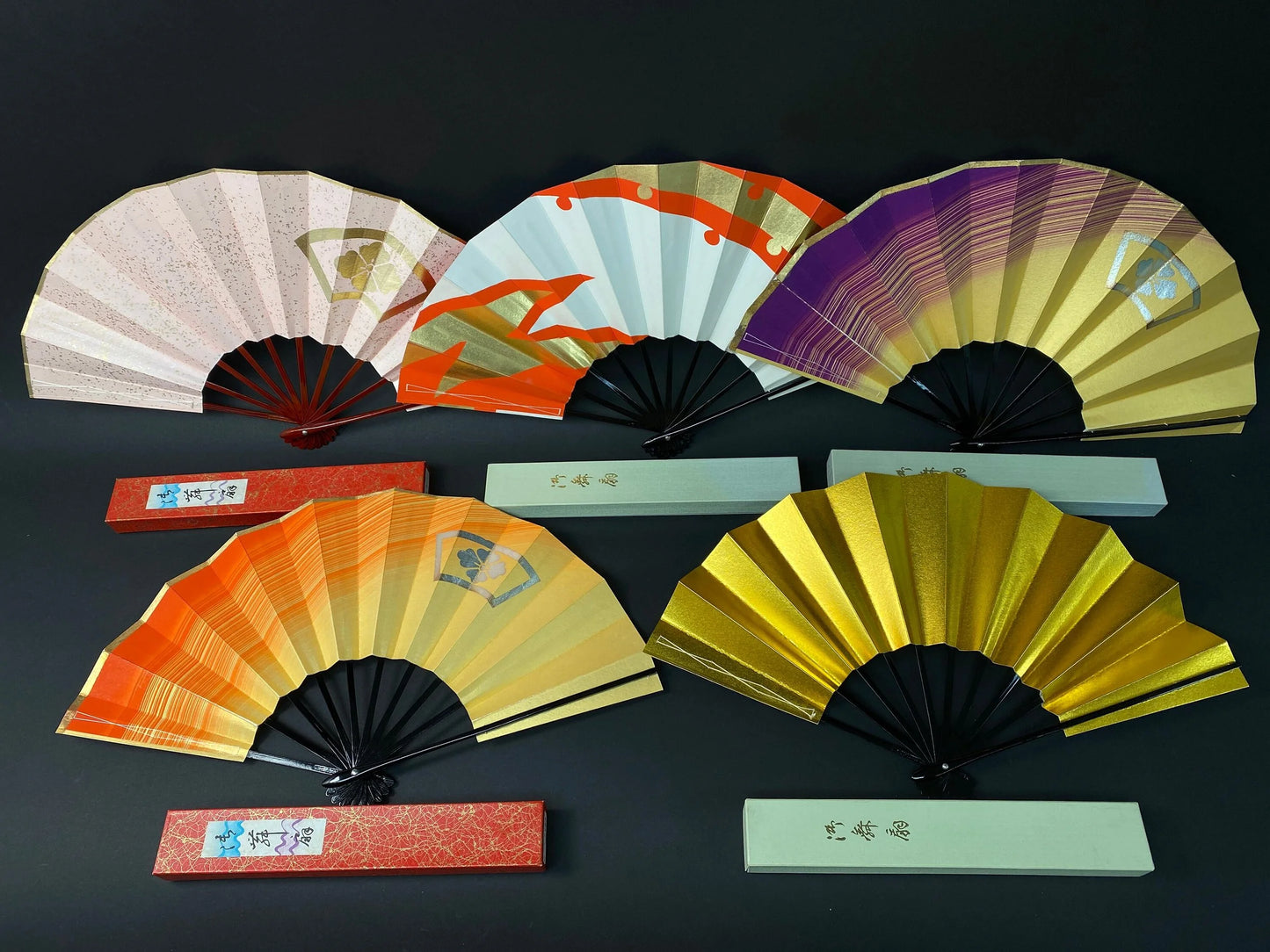 Japanese Lacquer Folding Fan: Traditional Sensu Dance Ougi, Mai Ogi - 11.5"