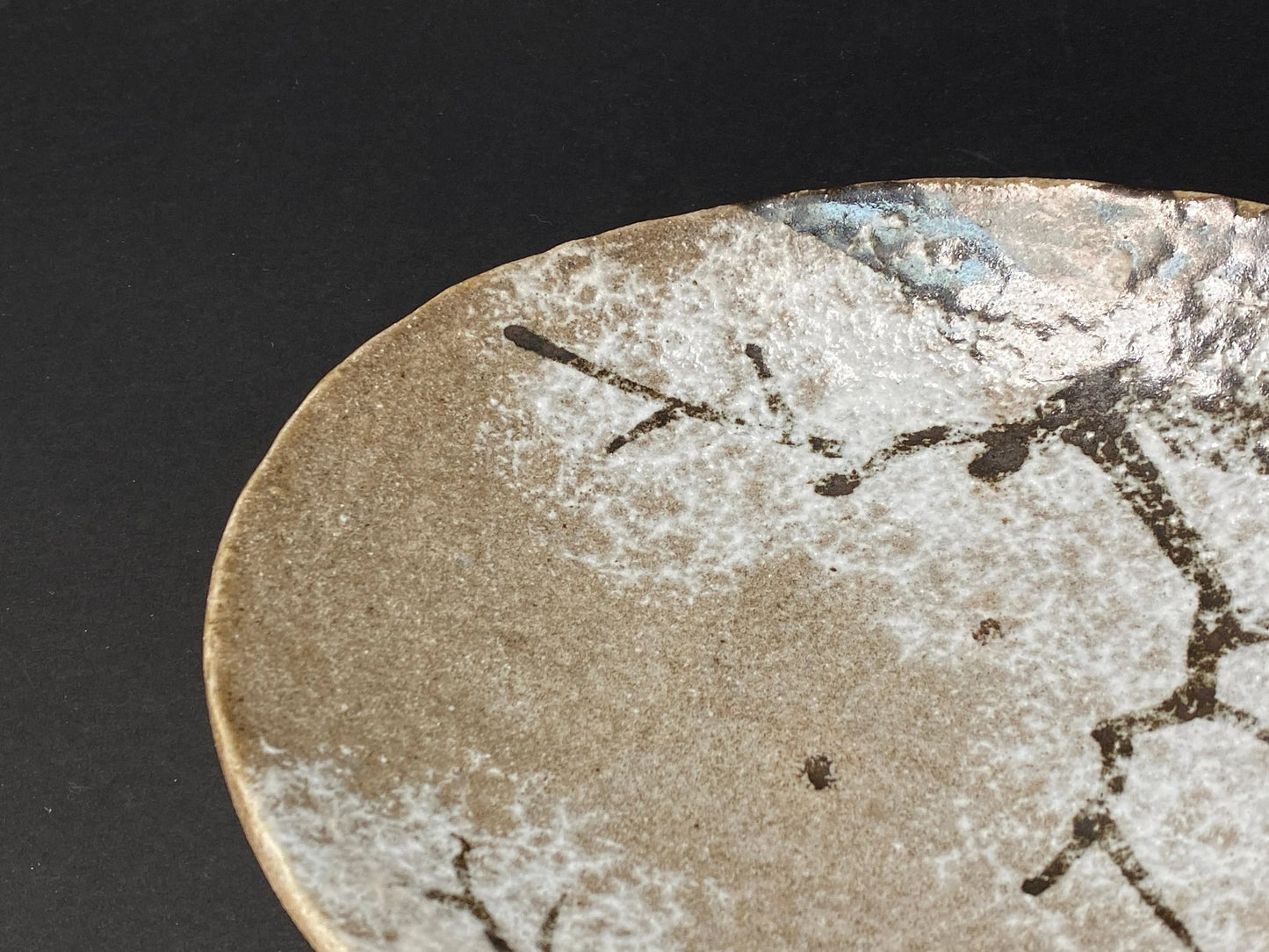 Japanese Art Dish signed, Buemon Big Plate Trinket 7.5” , tree pattern design, OPEN BOX