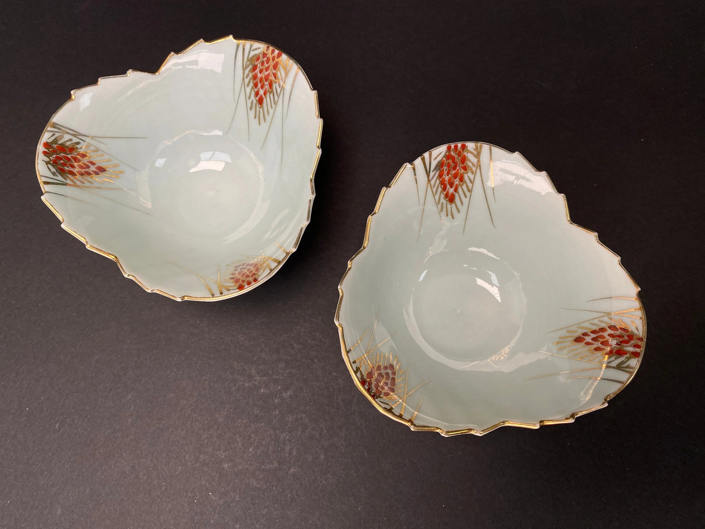 PAIR New Japanese light Blue Leaf Bowls, Assorted dipping bowl, Salad and Dessert,Japan Vintage
