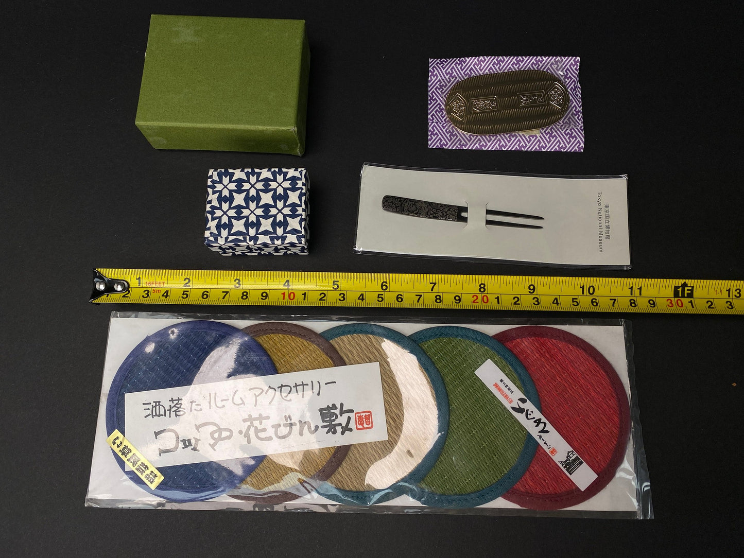 Japanese Traditional ornament, wooden box, lucky Oban Koban, Geta Ornament, Stainless Fork, 5 Cup Mat, Made in Japan