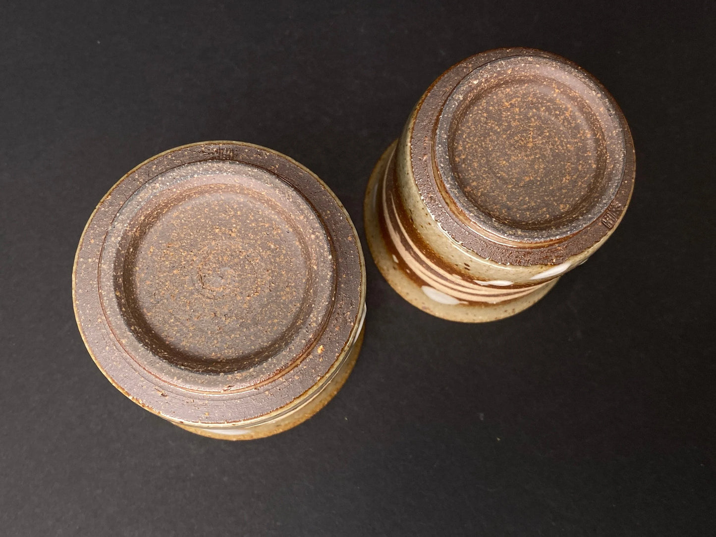 Japanese PAIRE Echizen Ware Yunomi Tea Cup Set, Kuninarigama Japanese Pottery, Signed Tomobako, Wabi Sabi Ceramic Teacups