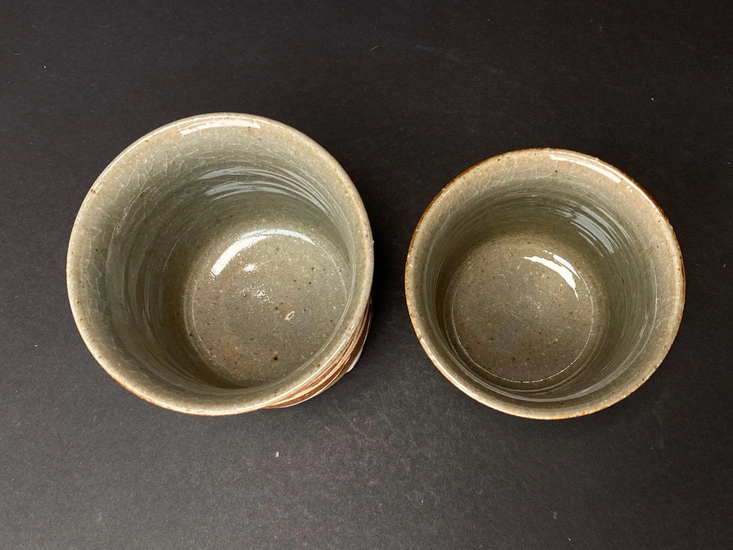 Japanese PAIRE Echizen Ware Yunomi Tea Cup Set, Kuninarigama Japanese Pottery, Signed Tomobako, Wabi Sabi Ceramic Teacups