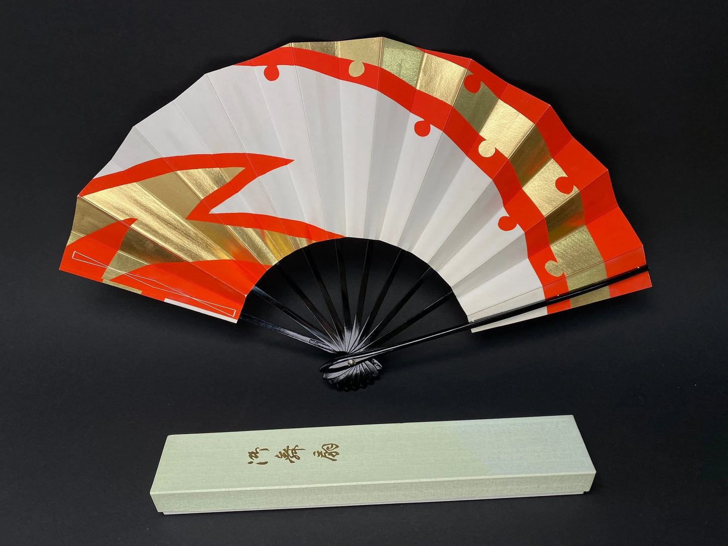 Japanese Lacquer Folding Fan: Traditional Sensu Dance Ougi, Mai Ogi - 11.5"