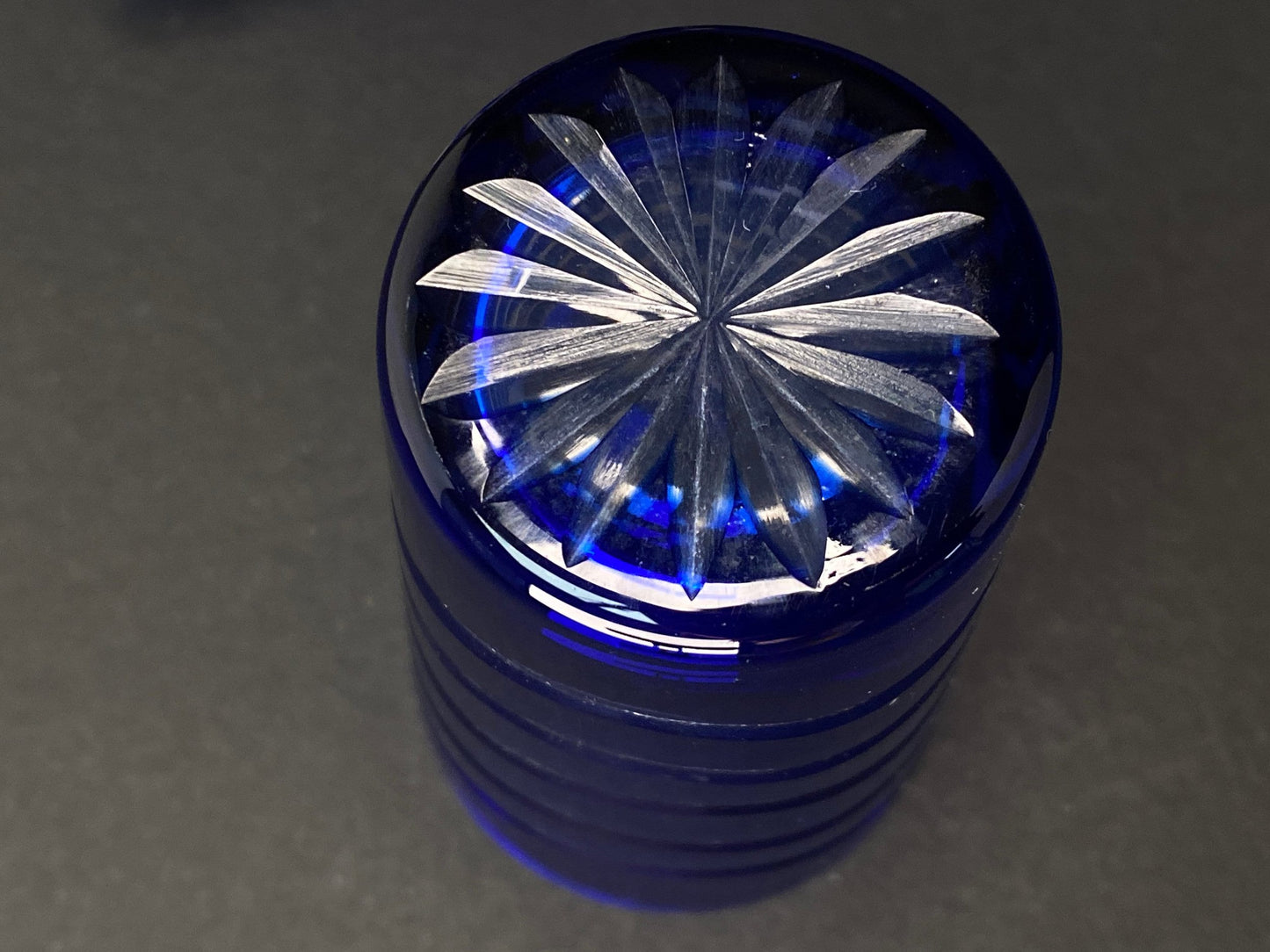 Japan Crystal Edo Kiriko cups,Pair Japanese Craft Shochu Sake Shots Glass, 60ml/2oz Blue 2pcs