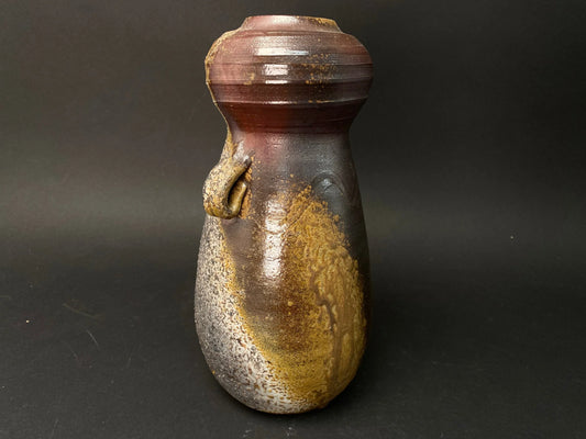 Bizen ware Ikebana Vase Pot H9" Japanese Cylinder Vase, Art Pottery, Flower Container, Tabel decor！