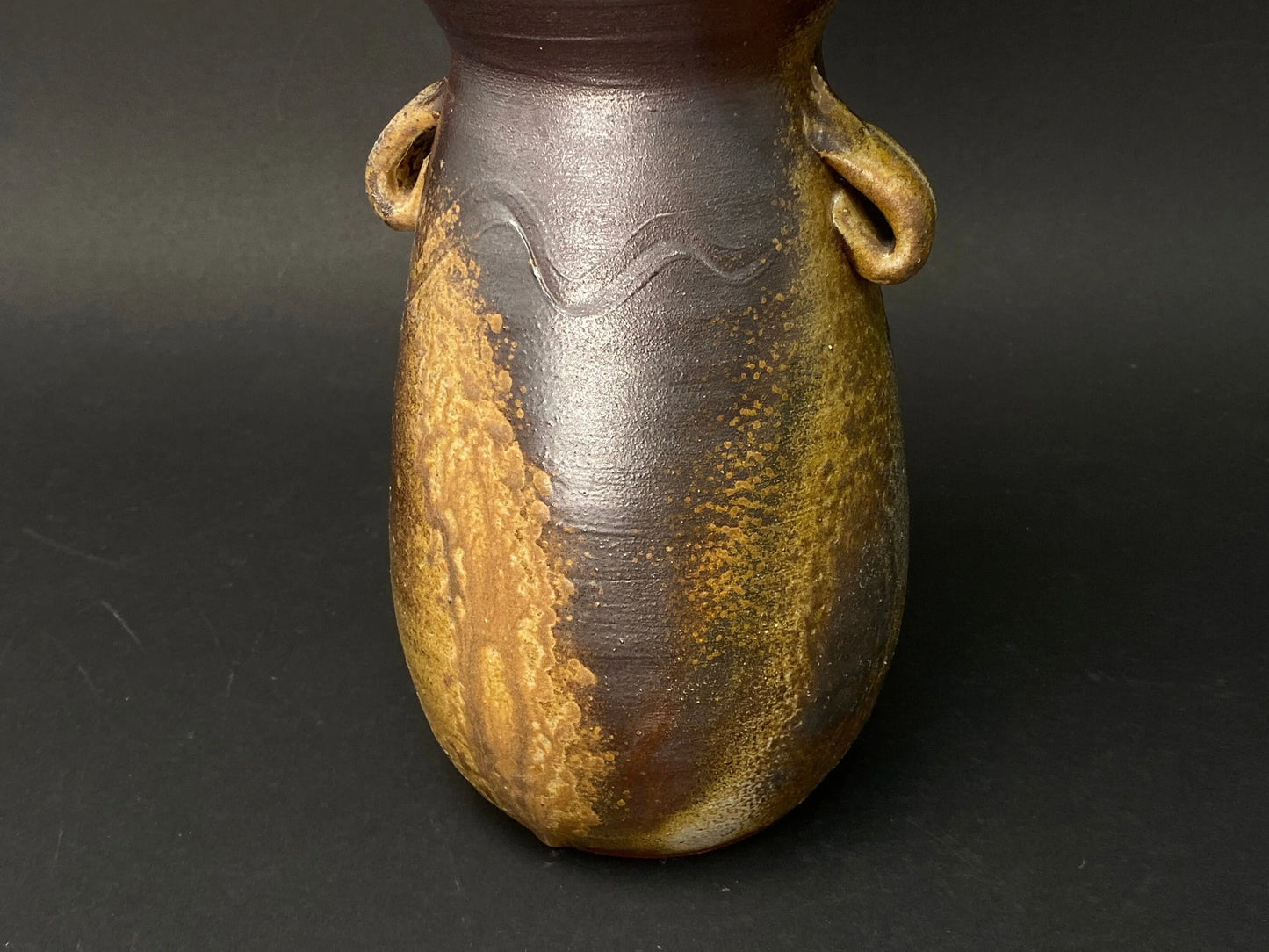 Bizen ware Ikebana Vase Pot H9" Japanese Cylinder Vase, Art Pottery, Flower Container, Tabel decor！
