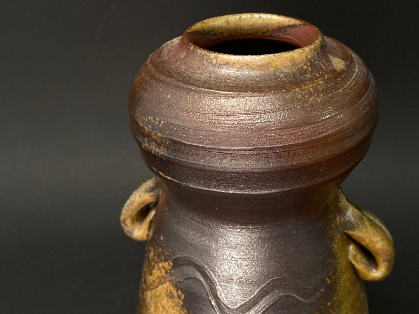 Bizen ware Ikebana Vase Pot H9" Japanese Cylinder Vase, Art Pottery, Flower Container, Tabel decor！