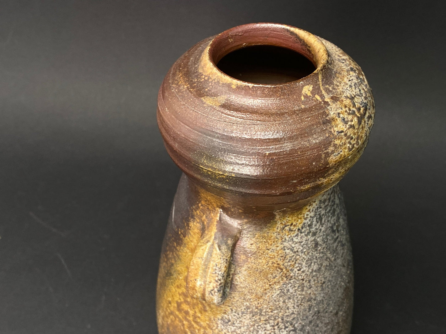 Bizen ware Ikebana Vase Pot H9" Japanese Cylinder Vase, Art Pottery, Flower Container, Tabel decor！