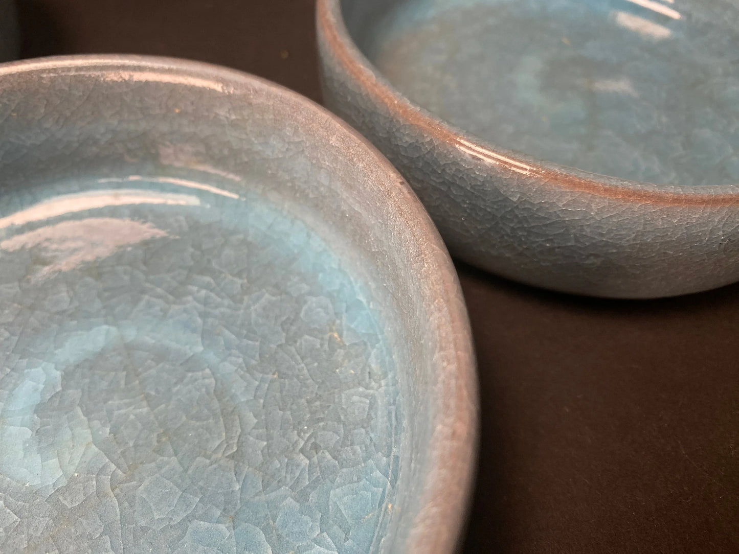 Set of 5 Nippon Bowls, by maker Matsumine, Handcrafted Lake Blue round Bowls, dishes, Plates, marked gift box