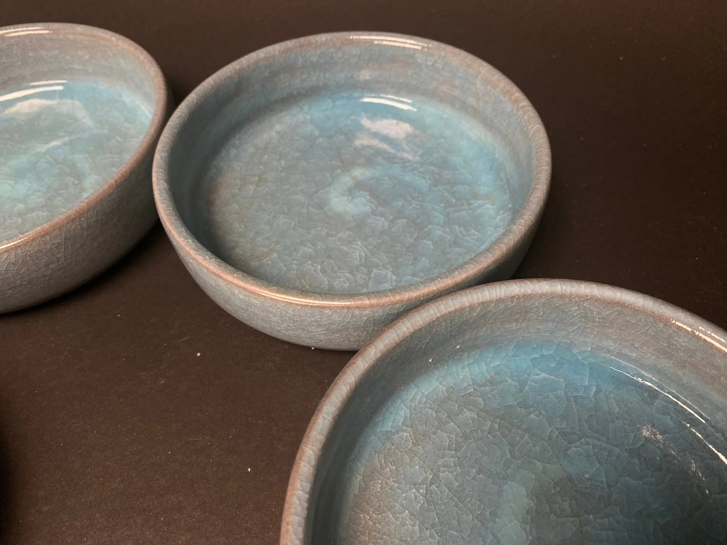 Set of 5 Nippon Bowls, by maker Matsumine, Handcrafted Lake Blue round Bowls, dishes, Plates, marked gift box