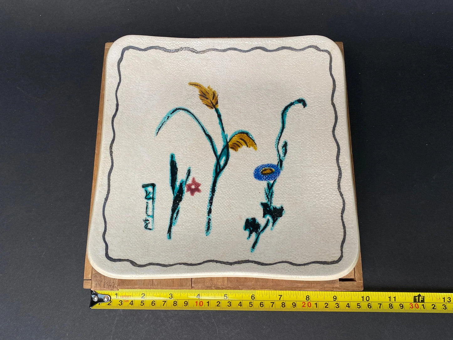 Japanese Square trinket, Serving plate, with box, Decor Tray, White Tray, Japan vintage tableware W8.7"