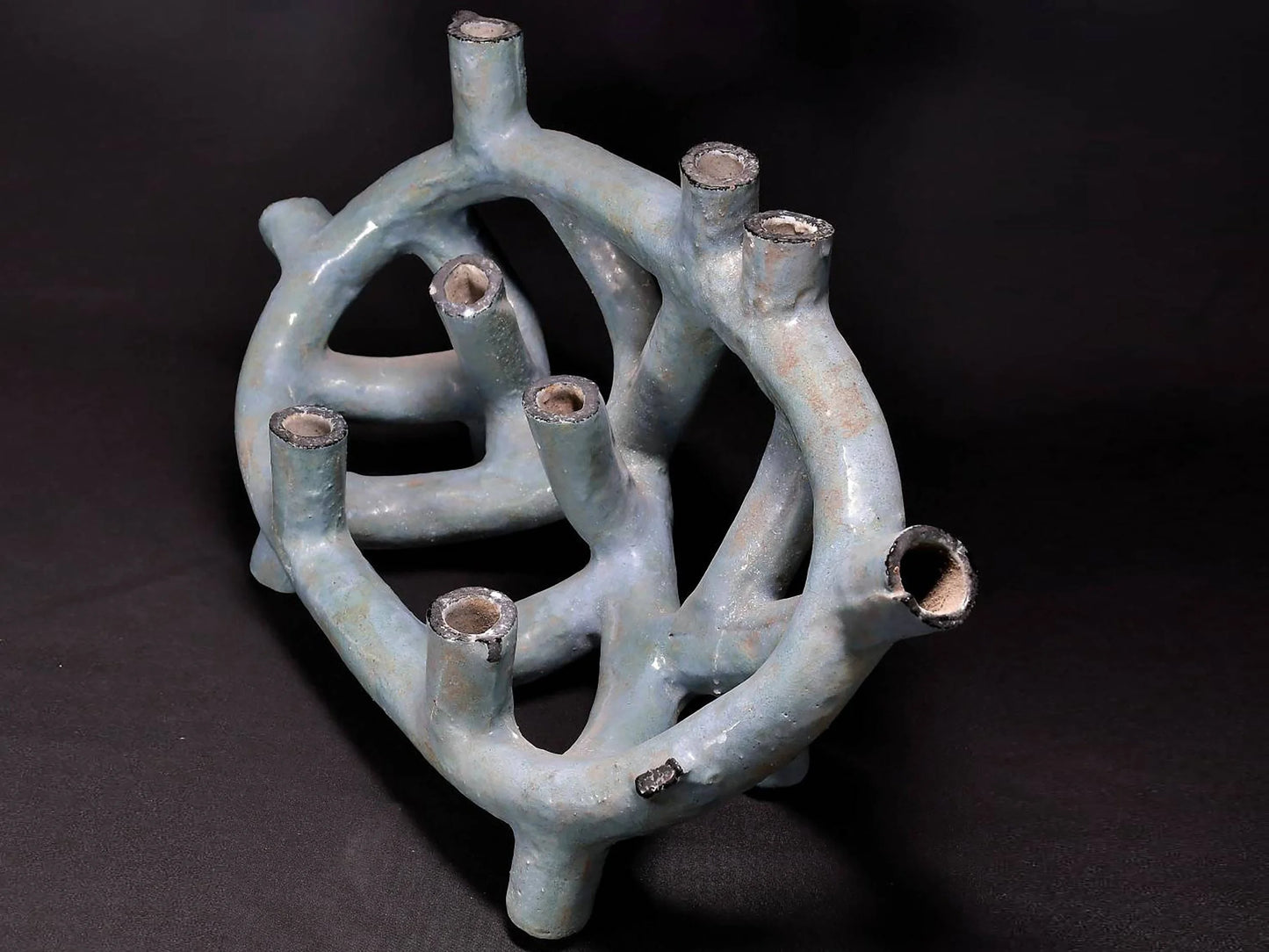 Nippon Ikebana Abstract Sculpture Vase,Japanese ONLY ONE handmade Luxury Modern Art from Artiest Shinya Sato, Tenshin Kiln