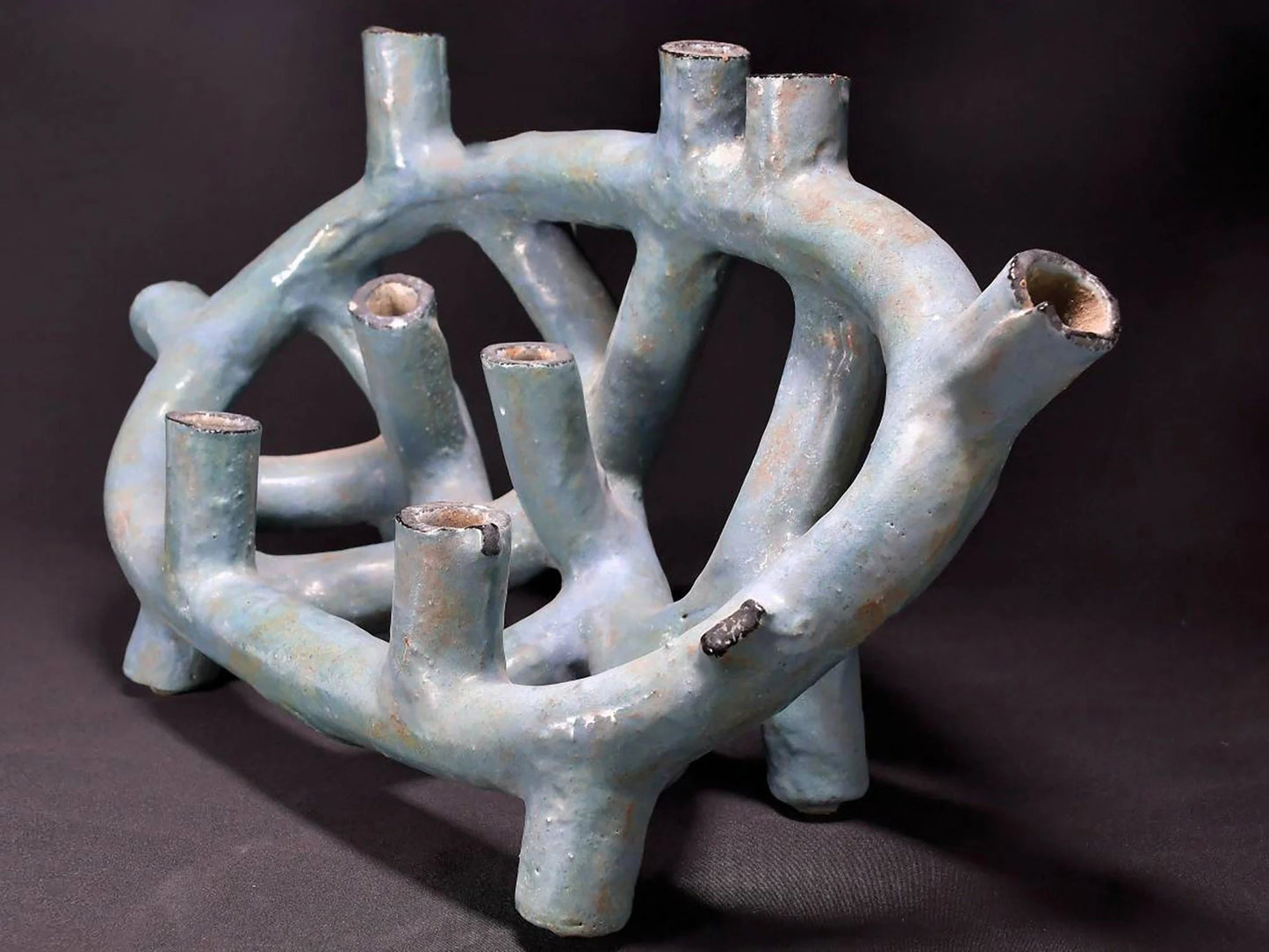 Nippon Ikebana Abstract Sculpture Vase,Japanese ONLY ONE handmade Luxury Modern Art from Artiest Shinya Sato, Tenshin Kiln