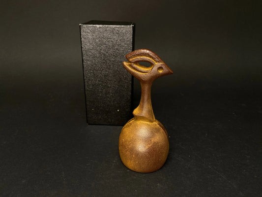 Nambu Casrt Iron handbell,Nanbu Tekki Handbell, with gift box, Bird Design, Rare Brown Color, old archaize, Japanese bronze bell, wind Chime