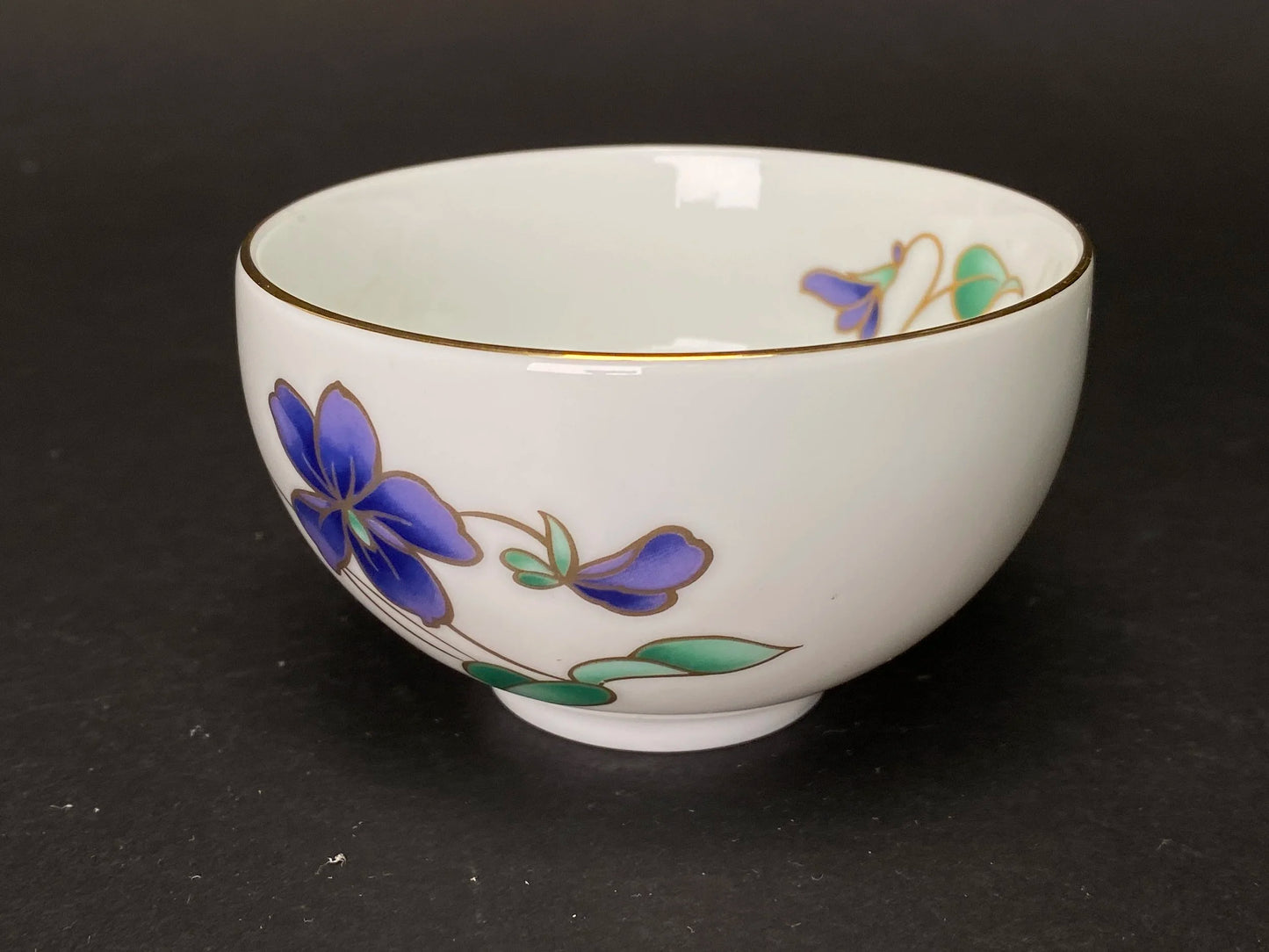 Teacup PAIR Kutani Yaki Ware, Lidded teacups, Yoshidaya style, couple cups, Floral Pattern Tea cup, Yellow Yunomi
