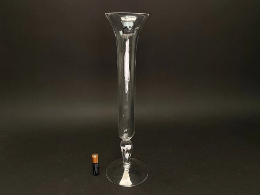 Slim Fluted Clear Glass Vase Japan Unused