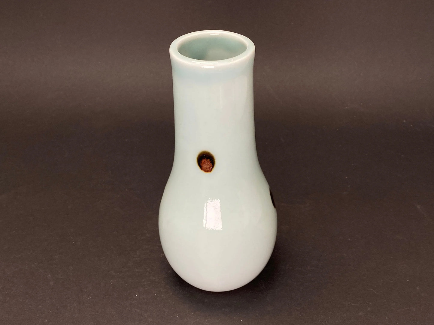 Nippon Miniature Ceramic Greenish white Vase, Minimalist Pottery, Japanese slim container