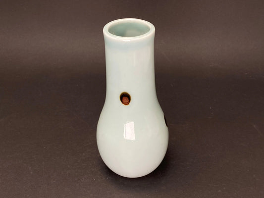 Nippon Miniature Ceramic Greenish white Vase, Minimalist Pottery, Japanese slim container