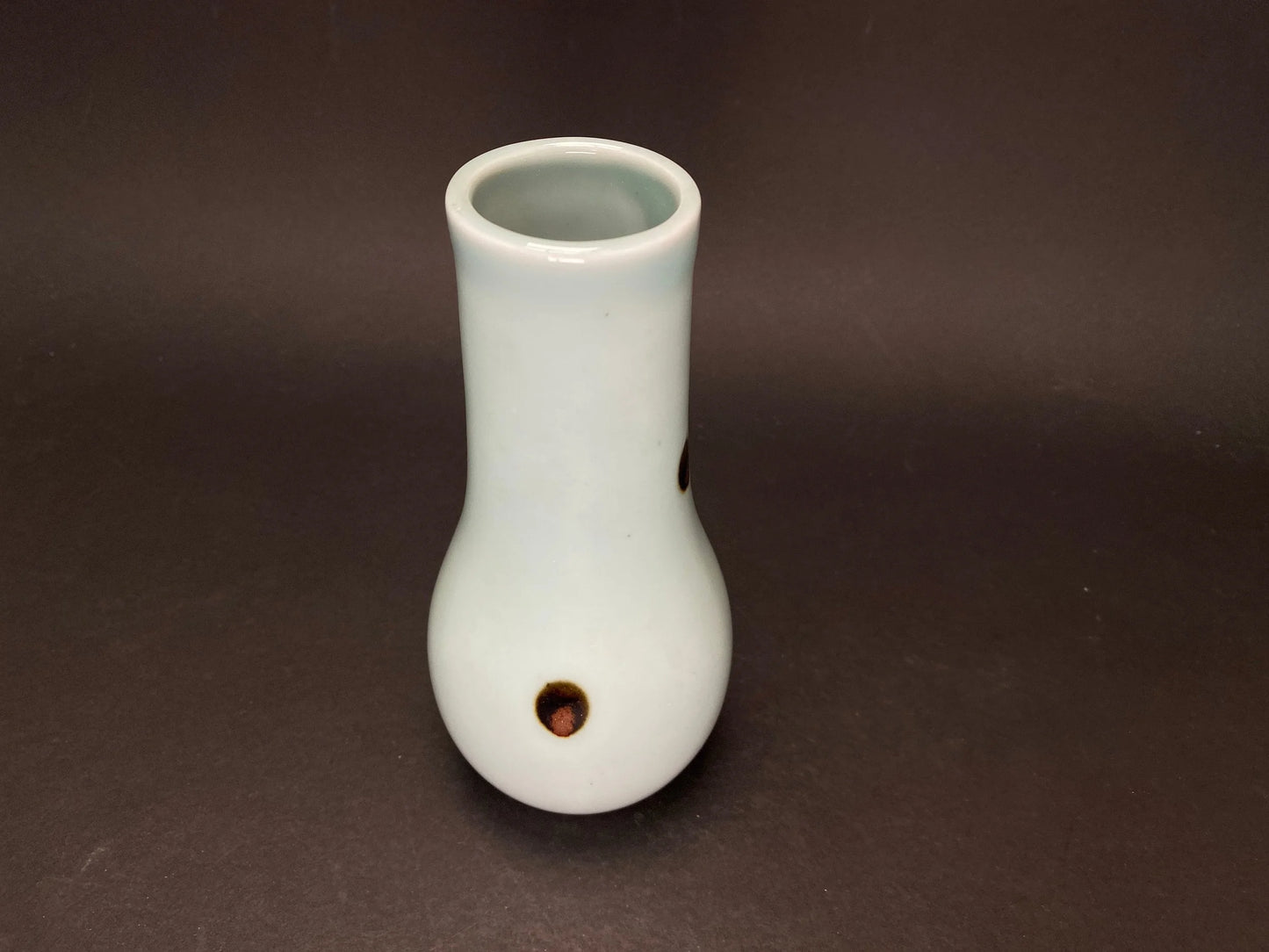 Nippon Miniature Ceramic Greenish white Vase, Minimalist Pottery, Japanese slim container