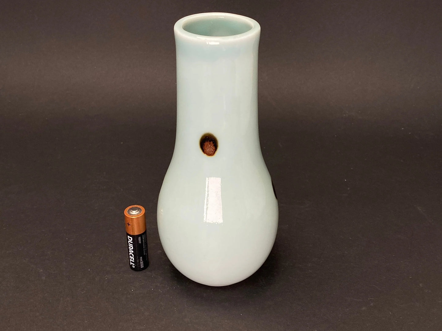Nippon Miniature Ceramic Greenish white Vase, Minimalist Pottery, Japanese slim container