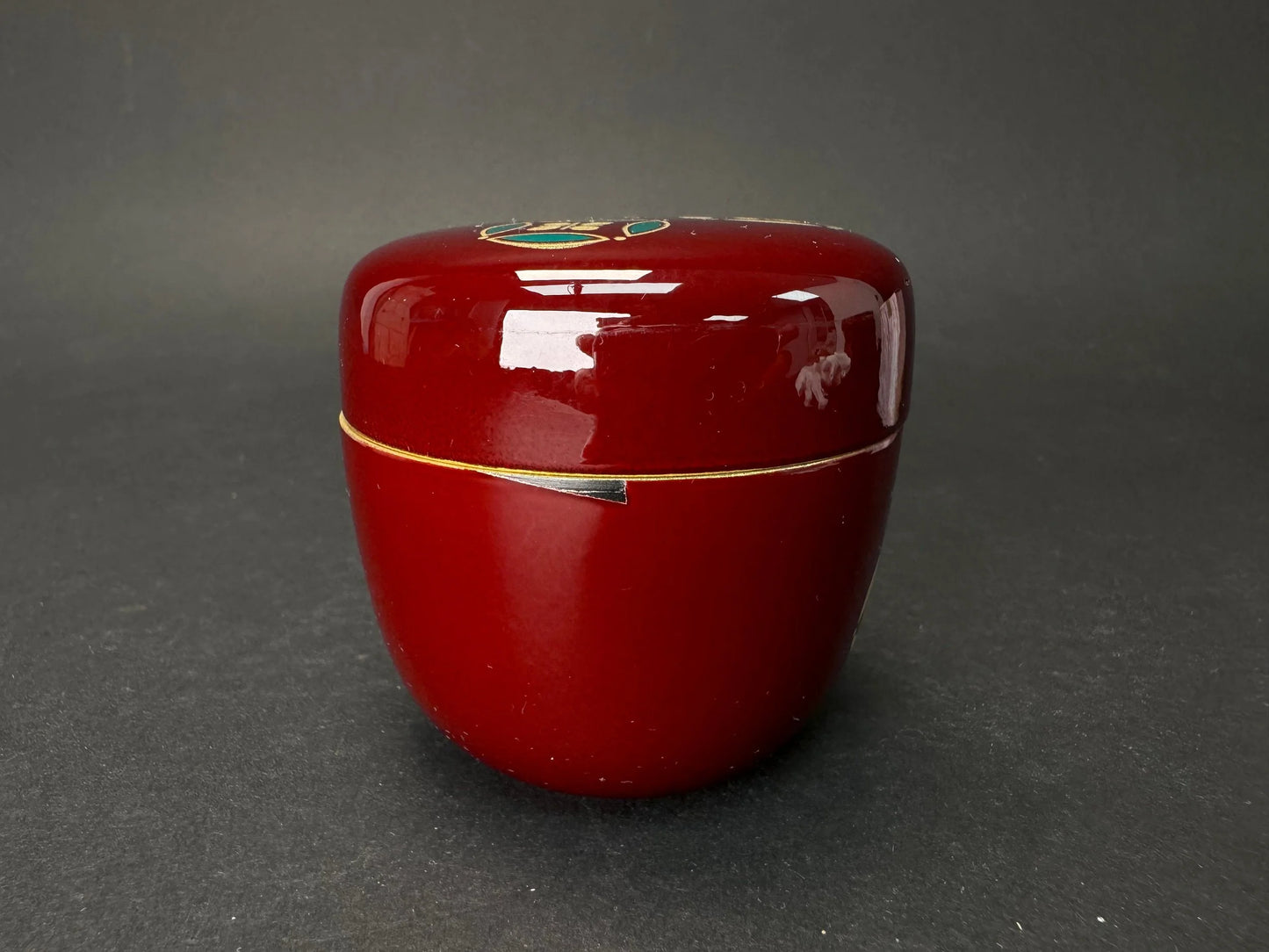 Japanese Makie Natsume, Red Tea Caddy, NEW, traditional pattern, Wood Lacquer ware, tea utensil