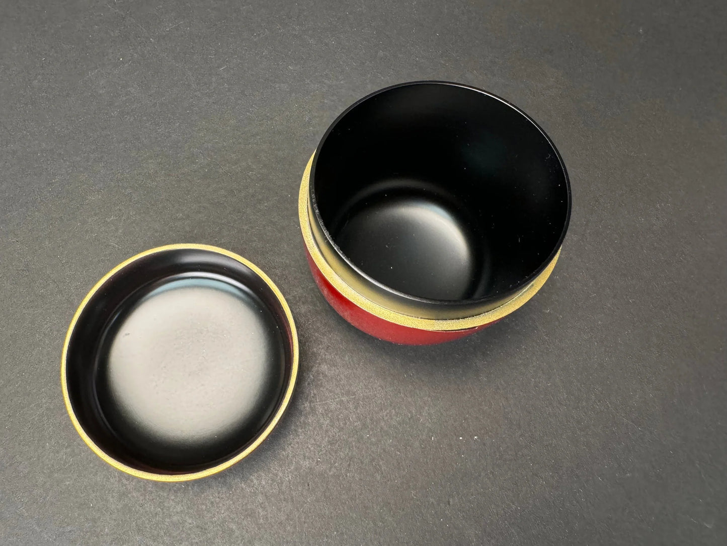 Japanese Makie Natsume, Red Tea Caddy, NEW, traditional pattern, Wood Lacquer ware, tea utensil