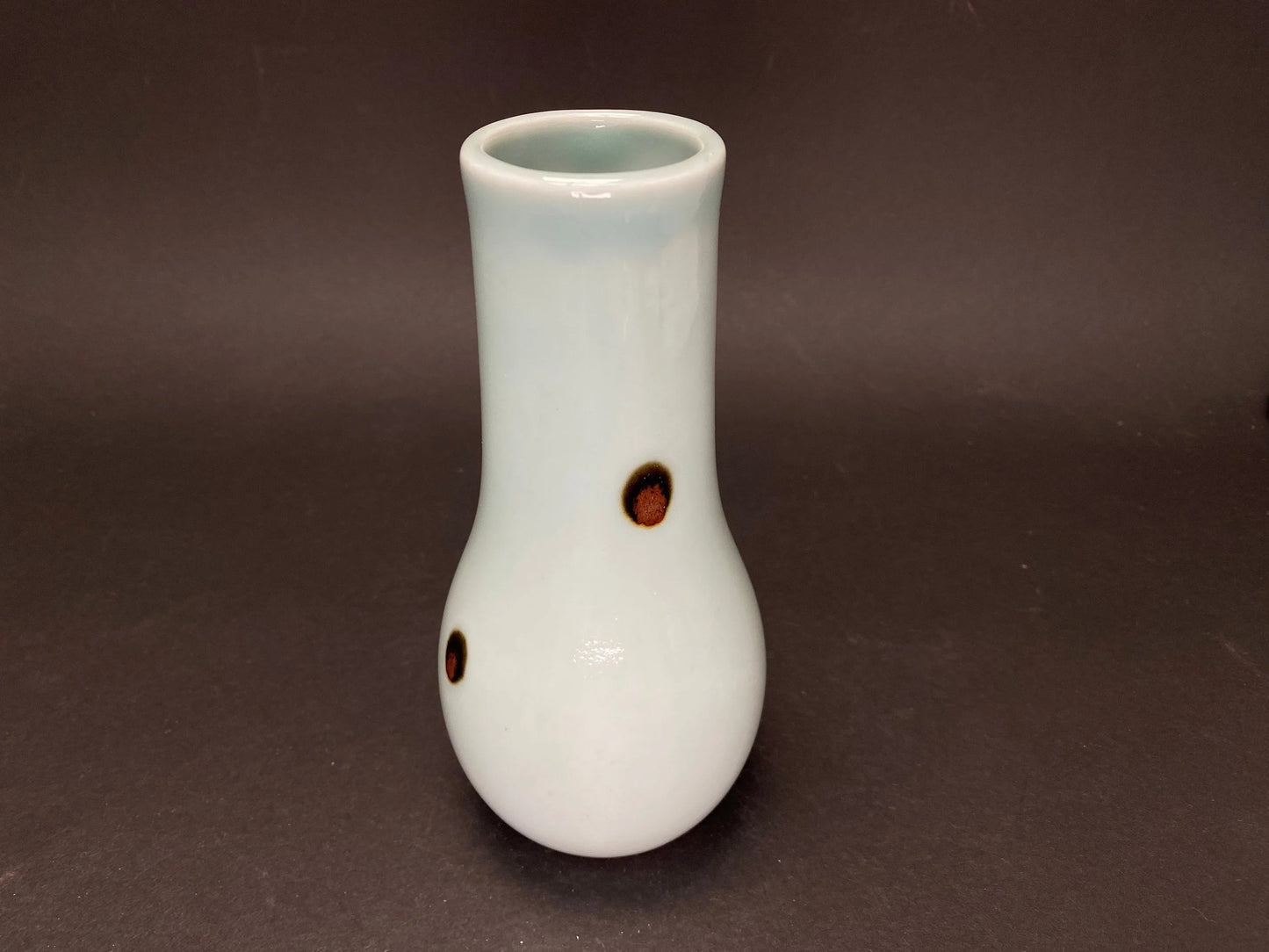 Nippon Miniature Ceramic Greenish white Vase, Minimalist Pottery, Japanese slim container