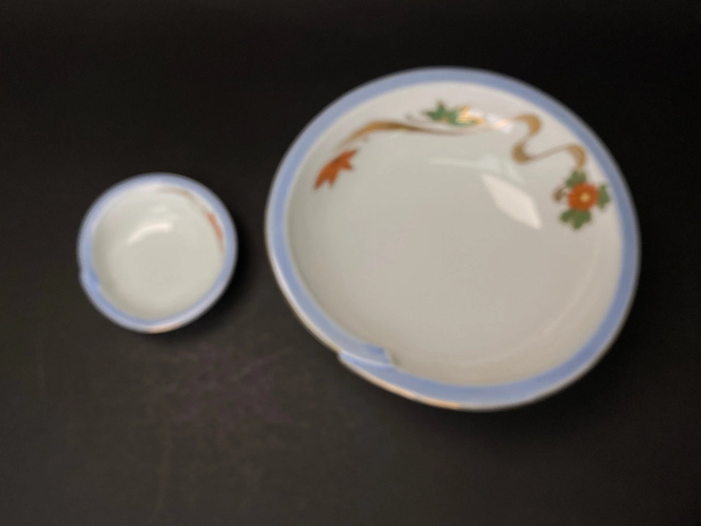 Japanese Giyaman Style High Base Bowl set of 2, W7" Flower Arrangement Vintage, White ikebana vase